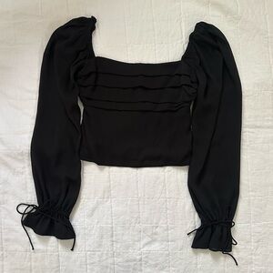 A&F Chiffon Square Neck Long Sleeve Crop Top